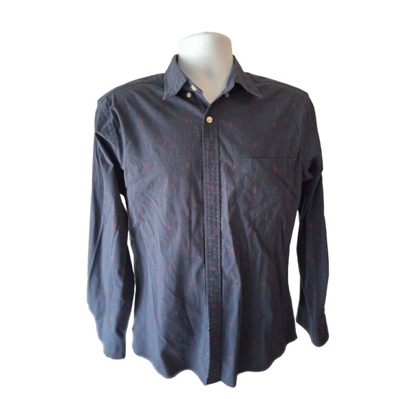 Sonoma Long Sleeve Button-Up Red Lobsters Shirt Men's  Navy With Medium - Picture 1 of 7